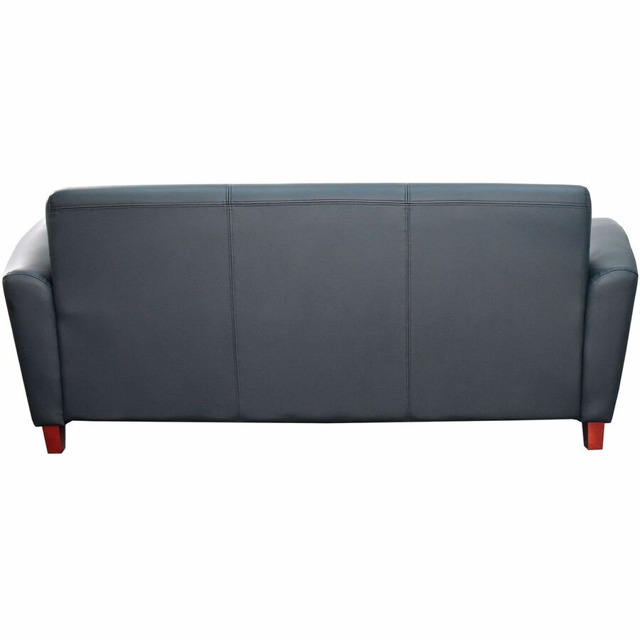 Lorell Accession Reception Sofa - 75" x 34.5" x 31.3" - Leather Black Seat - Leather Black Back - 1 Each