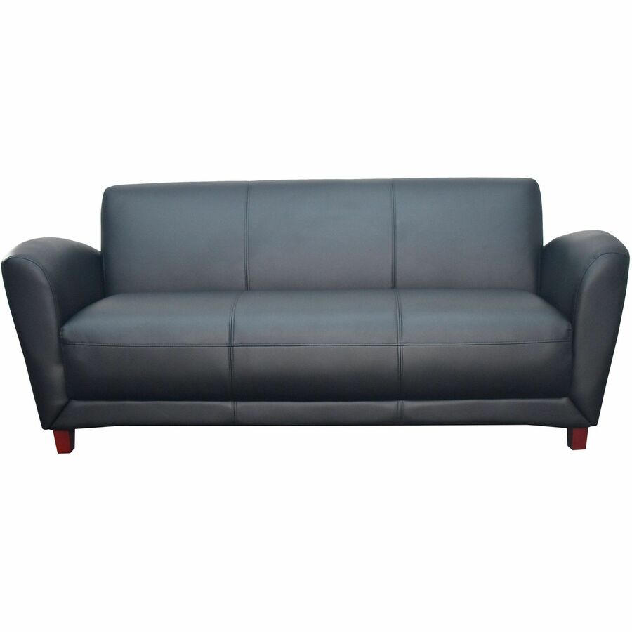 Lorell Accession Reception Sofa - 75" x 34.5" x 31.3" - Leather Black Seat - Leather Black Back - 1 Each