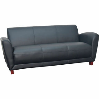 Lorell Accession Reception Sofa - 75" x 34.5" x 31.3" - Leather Black Seat - Leather Black Back - 1 Each