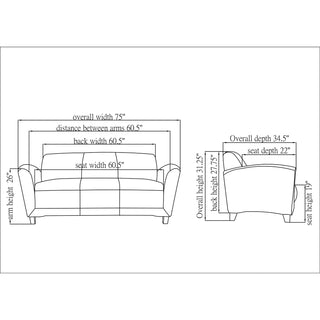Lorell Accession Reception Sofa - 75" x 34.5" x 31.3" - Leather Black Seat - Leather Black Back - 1 Each