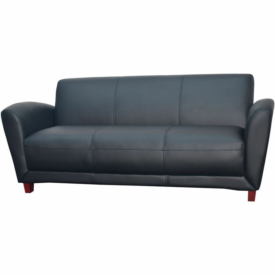 Lorell Accession Reception Sofa - 75" x 34.5" x 31.3" - Leather Black Seat - Leather Black Back - 1 Each
