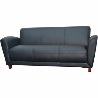 Lorell Accession Reception Sofa - 75" x 34.5" x 31.3" - Leather Black Seat - Leather Black Back - 1 Each