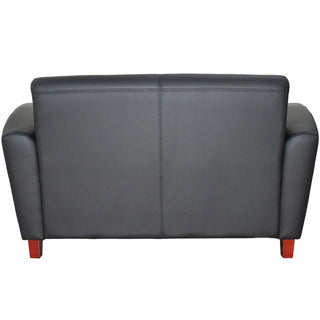 Lorell Accession Reception Loveseat - 55" x 34.5" x 31.3" - Leather Black Seat - Leather Black Back - 1 Each