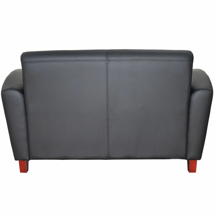 Lorell Accession Reception Loveseat - 55" x 34.5" x 31.3" - Leather Black Seat - Leather Black Back - 1 Each