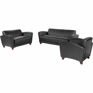 Lorell Accession Club Chair - Black Leather Seat - Black Leather Back - Four-legged Base - 1 Each - 