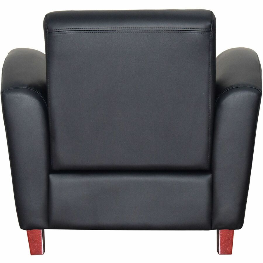 Lorell Accession Club Chair - Black Leather Seat - Black Leather Back - Four-legged Base - 1 Each