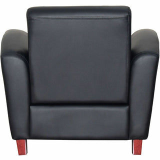 Lorell Accession Club Chair - Black Leather Seat - Black Leather Back - Four-legged Base - 1 Each