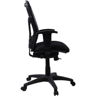 Lorell Executive Mesh High-back Swivel Chair - Black Fabric Seat - Steel Frame - Black - 1 Each