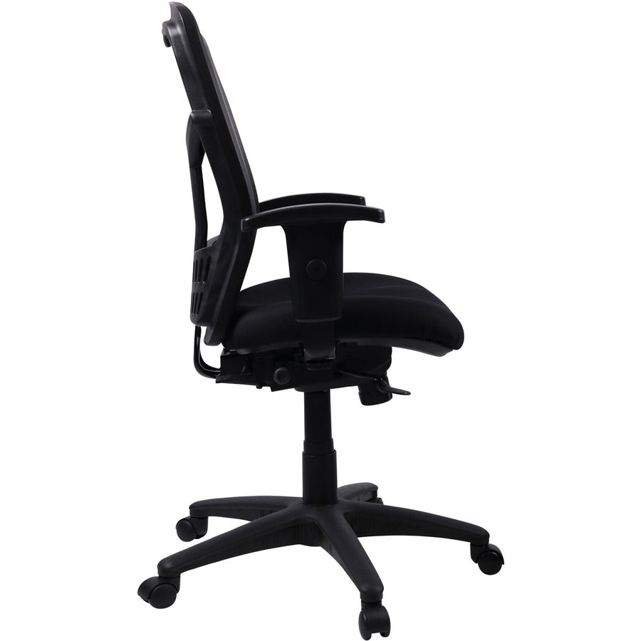 Lorell Executive Mesh High-back Swivel Chair - Black Fabric Seat - Steel Frame - Black - 1 Each