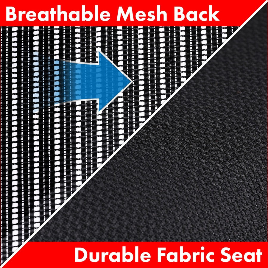 Lorell Executive Mesh High-back Swivel Chair - Black Fabric Seat - Steel Frame - Black - 1 Each