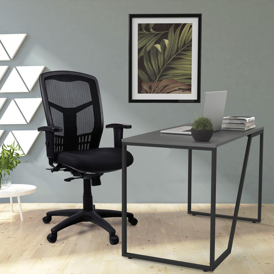 Lorell Executive Mesh High-back Swivel Chair - Black Fabric Seat - Steel Frame - Black - 1 Each - 