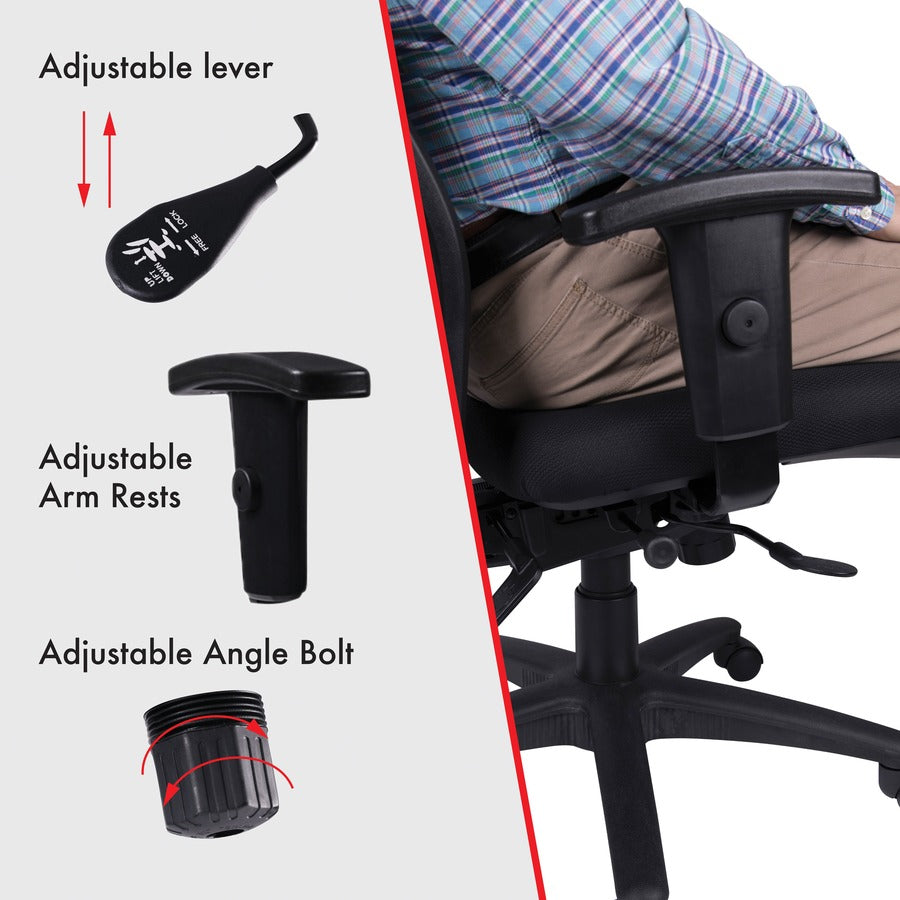 Lorell Executive Mesh High-back Swivel Chair - Black Fabric Seat - Steel Frame - Black - 1 Each