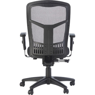 Lorell Executive Mesh High-back Swivel Chair - Black Fabric Seat - Steel Frame - Black - 1 Each