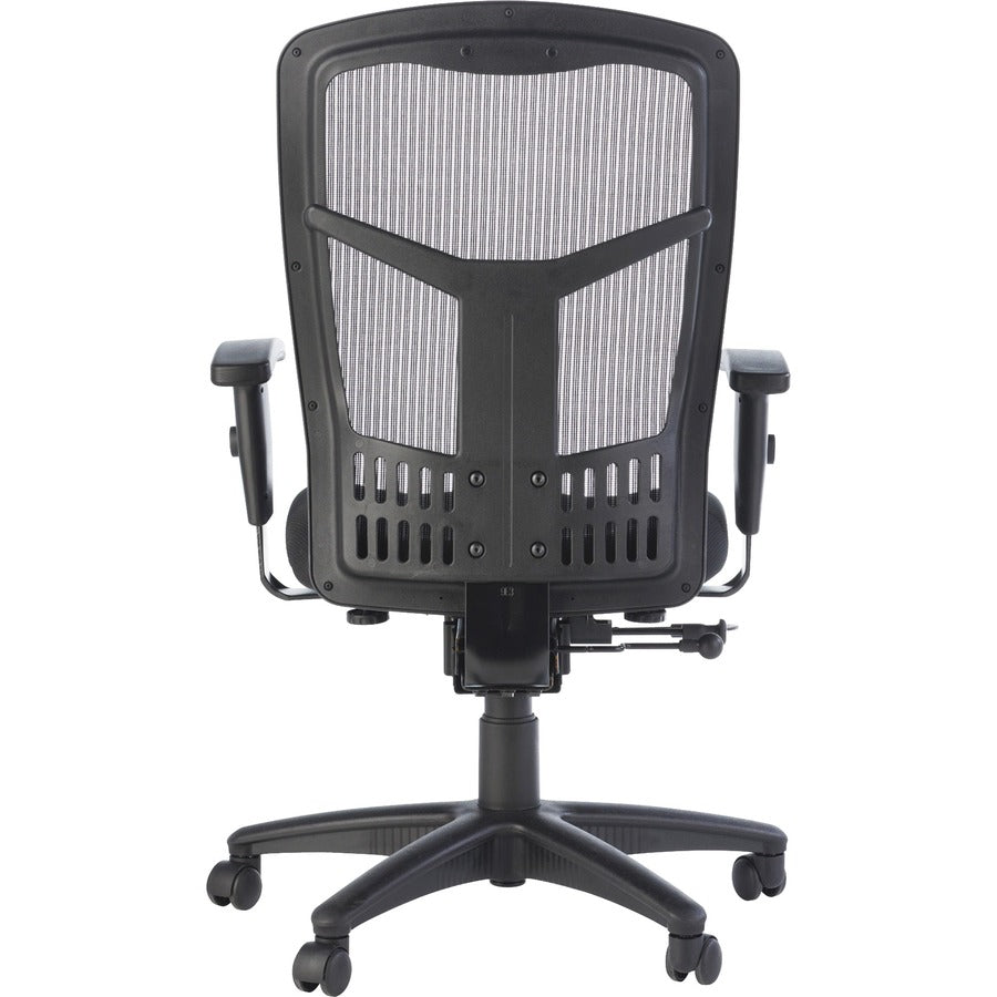 Lorell Executive Mesh High-back Swivel Chair - Black Fabric Seat - Steel Frame - Black - 1 Each