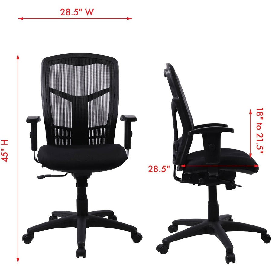 Lorell Executive Mesh High-back Swivel Chair - Black Fabric Seat - Steel Frame - Black - 1 Each
