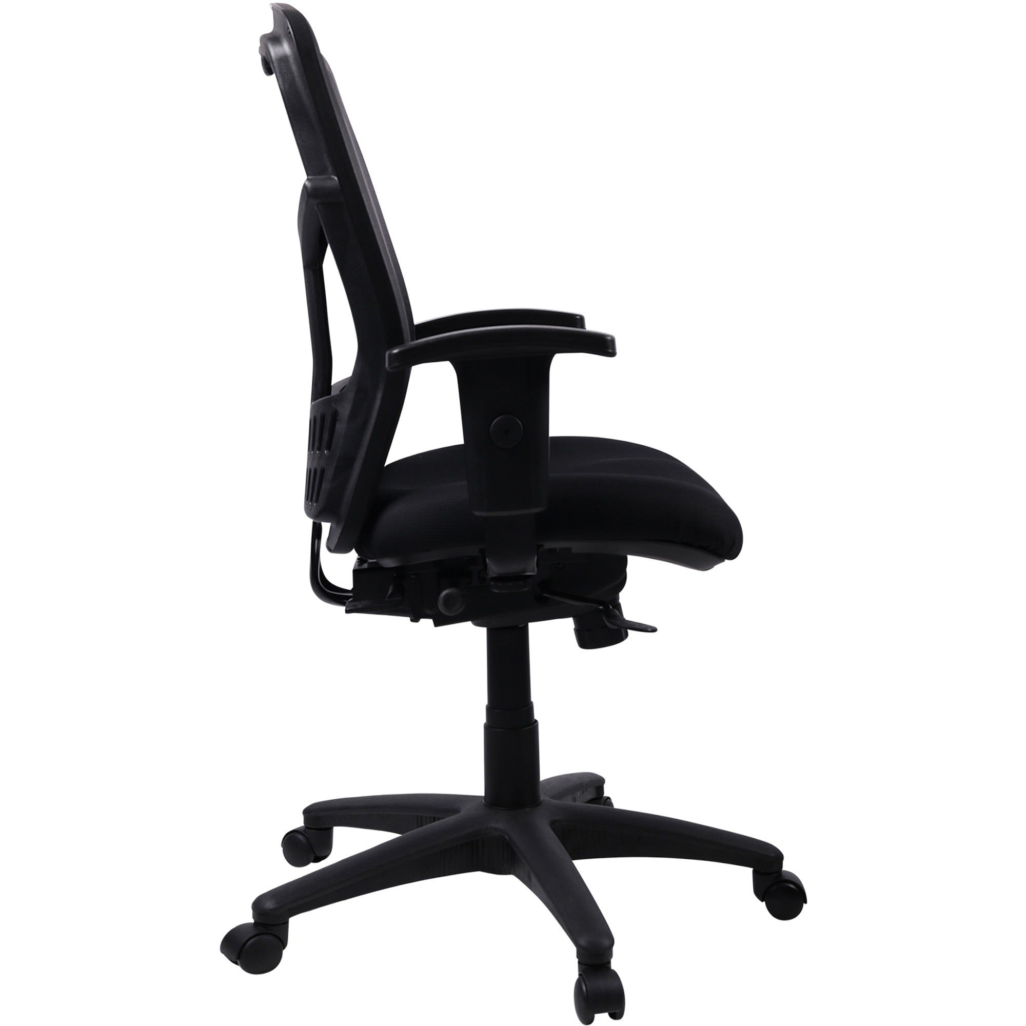 Lorell Executive Mesh High-back Swivel Chair - Black Fabric Seat - Steel Frame - Black - 1 Each - 