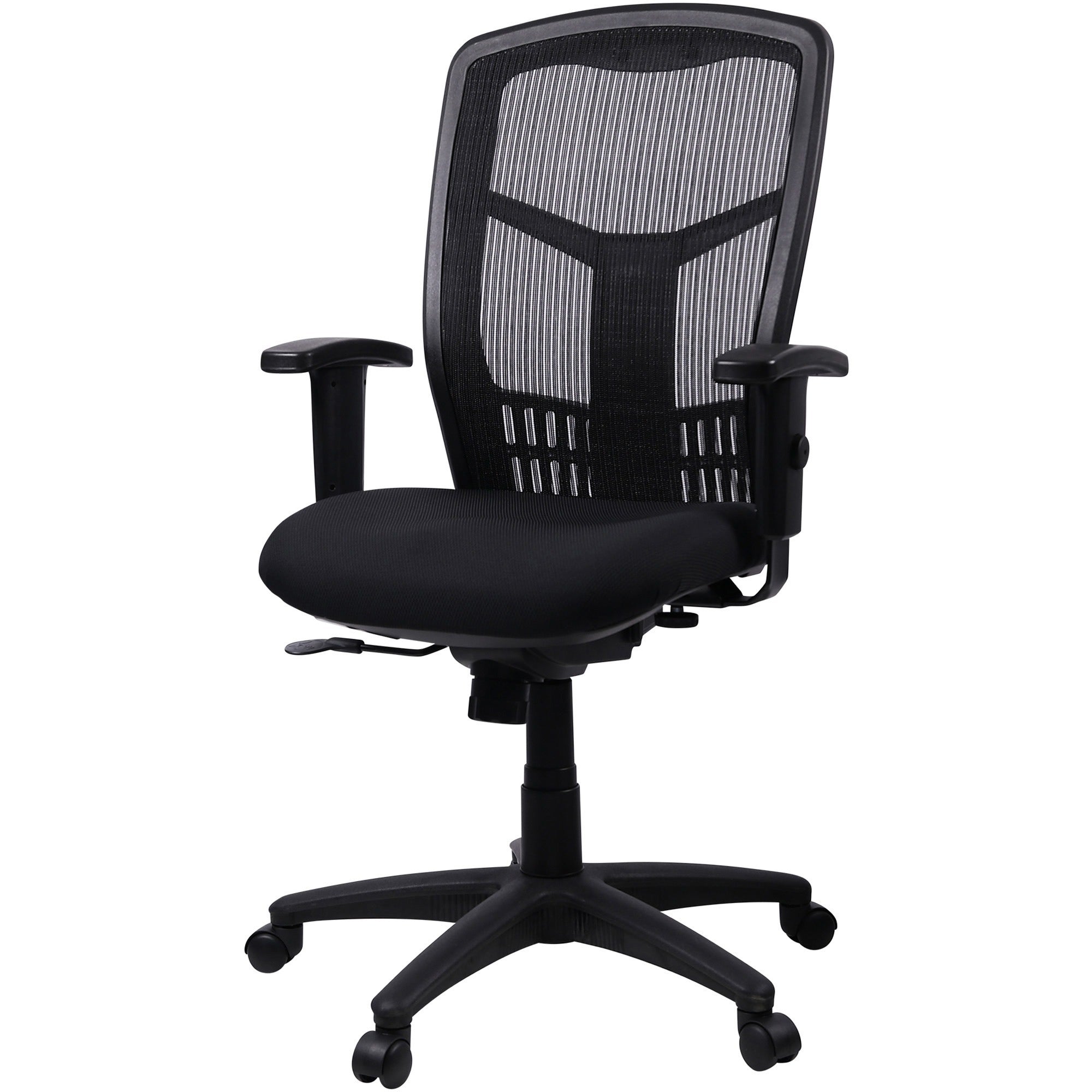 Lorell Executive Mesh High-back Swivel Chair - Black Fabric Seat - Steel Frame - Black - 1 Each - 