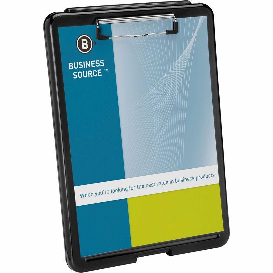 Business Source Storage Clipboard - 8 1/2" x 11" - Plastic - Black - 1 Each - 