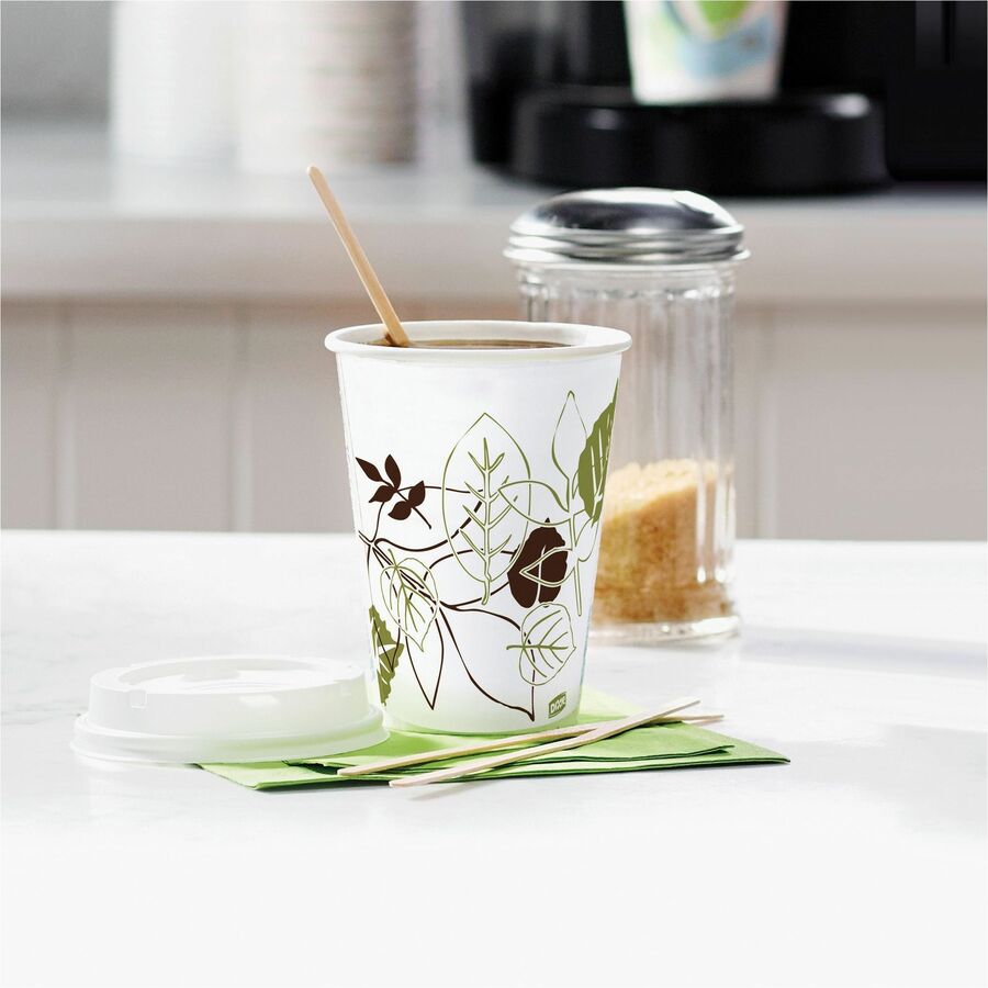 Dixie Pathways 10 oz Paper Hot Cups By GP Pro - 50 / Pack - 20 / Carton - White - Paper - Hot Drink