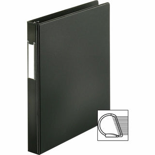 Business Source Slanted D-ring Binders - 1" Binder Capacity - 3 x D-Ring Fastener(s) - 2 Internal Pocket(s) - Chipboard, Polypropylene - Black - PVC-free, Non-stick, Spine Label, Gap-free Ring, Non-glare, Heavy Duty, Open and Closed Triggers - 1 Each