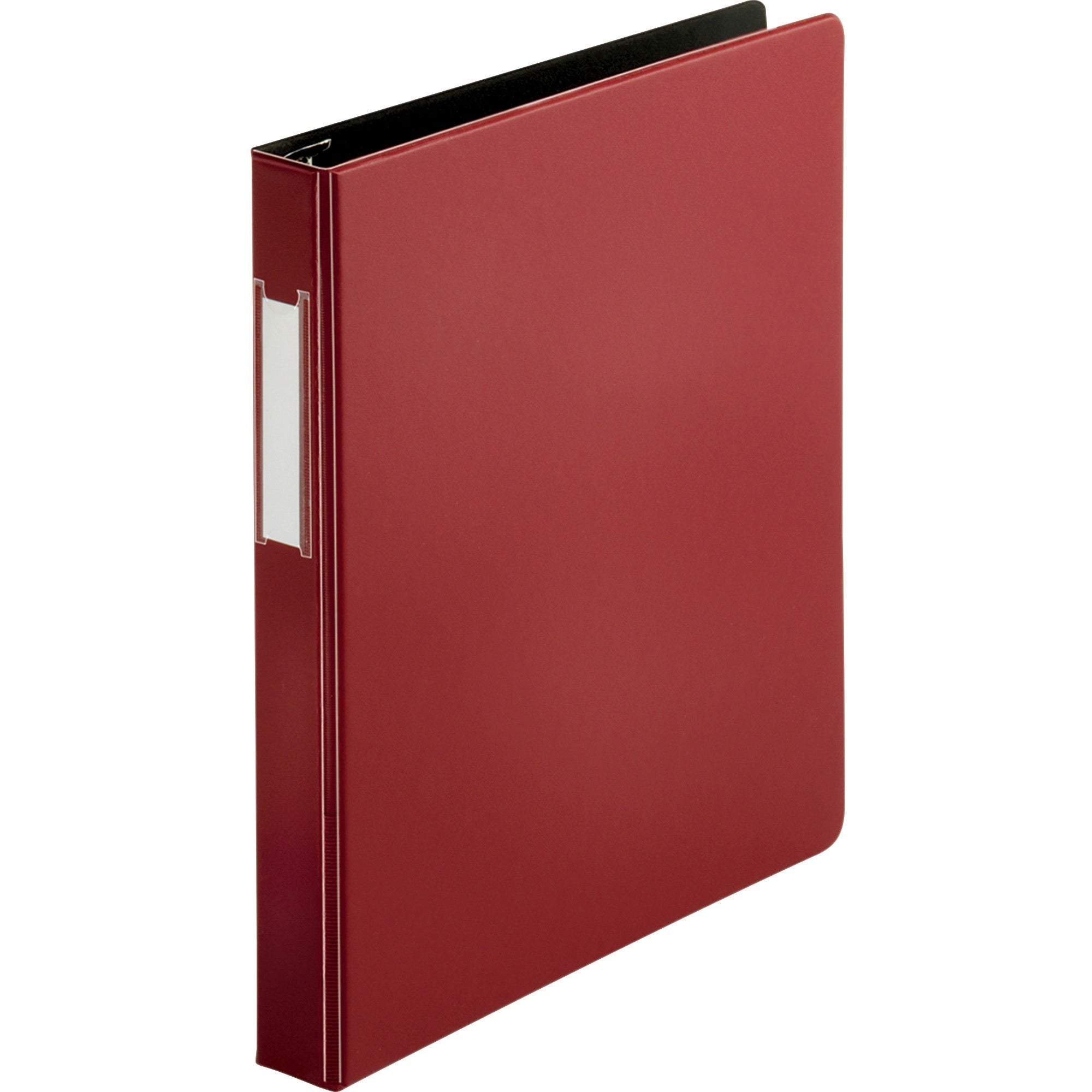 Business Source Slanted D-ring Binders - 1" Binder Capacity - 3 x D-Ring Fastener(s) - 2 Internal Pocket(s) - Chipboard, Polypropylene - Burgundy - PVC-free, Non-stick, Spine Label, Gap-free Ring, Non-glare, Heavy Duty, Open and Closed Triggers - 1 E - 