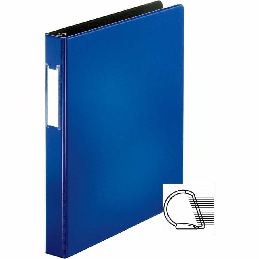 Business Source Slanted D-ring Binders - 1" Binder Capacity - 3 x D-Ring Fastener(s) - 2 Internal Pocket(s) - Chipboard, Polypropylene - Blue - PVC-free, Non-stick, Spine Label, Gap-free Ring, Non-glare, Heavy Duty, Open and Closed Triggers - 1 Each