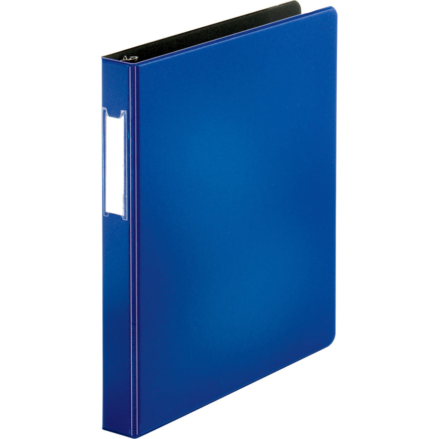 Business Source Slanted D-ring Binders - 1" Binder Capacity - 3 x D-Ring Fastener(s) - 2 Internal Pocket(s) - Chipboard, Polypropylene - Blue - PVC-free, Non-stick, Spine Label, Gap-free Ring, Non-glare, Heavy Duty, Open and Closed Triggers - 1 Each - 