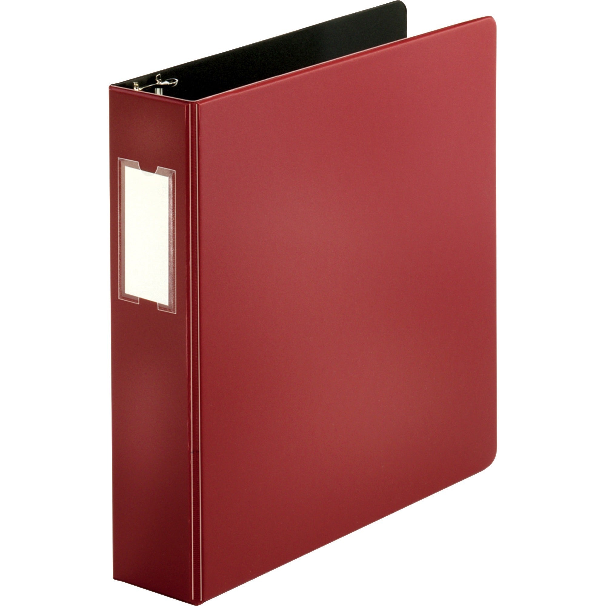 Business Source Slanted D-ring Binders - 2" Binder Capacity - 3 x D-Ring Fastener(s) - 2 Internal Pocket(s) - Chipboard, Polypropylene - Burgundy - PVC-free, Non-stick, Spine Label, Gap-free Ring, Non-glare, Heavy Duty, Open and Closed Triggers - 1 E