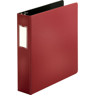Business Source Slanted D-ring Binders - 2" Binder Capacity - 3 x D-Ring Fastener(s) - 2 Internal Pocket(s) - Chipboard, Polypropylene - Burgundy - PVC-free, Non-stick, Spine Label, Gap-free Ring, Non-glare, Heavy Duty, Open and Closed Triggers - 1 E