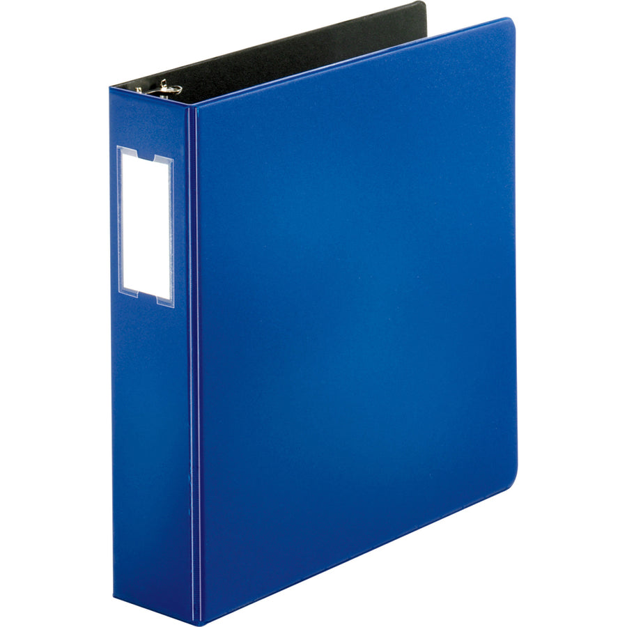 Business Source Slanted D-ring Binders - 2" Binder Capacity - 3 x D-Ring Fastener(s) - 2 Internal Pocket(s) - Chipboard, Polypropylene - Blue - PVC-free, Non-stick, Spine Label, Gap-free Ring, Non-glare, Heavy Duty, Open and Closed Triggers - 1 Each - 