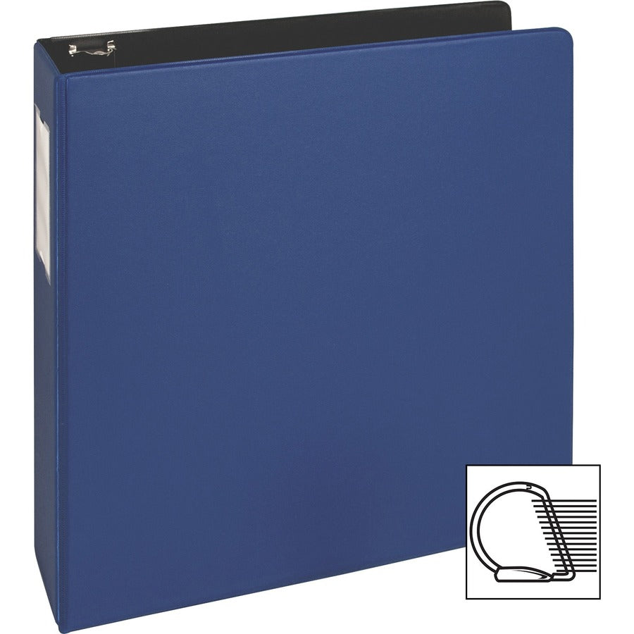 Business Source Slanted D-ring Binders - 2" Binder Capacity - 3 x D-Ring Fastener(s) - 2 Internal Pocket(s) - Chipboard, Polypropylene - Blue - PVC-free, Non-stick, Spine Label, Gap-free Ring, Non-glare, Heavy Duty, Open and Closed Triggers - 1 Each