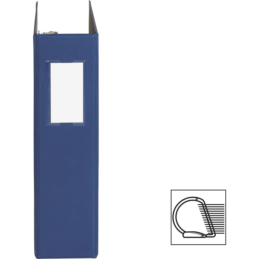 Business Source Slanted D-ring Binders - 2" Binder Capacity - 3 x D-Ring Fastener(s) - 2 Internal Pocket(s) - Chipboard, Polypropylene - Blue - PVC-free, Non-stick, Spine Label, Gap-free Ring, Non-glare, Heavy Duty, Open and Closed Triggers - 1 Each
