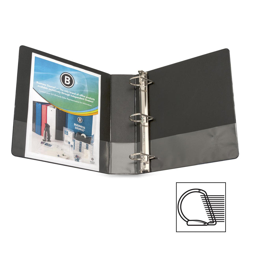 Business Source Slanted D-ring Binders - 2" Binder Capacity - 3 x D-Ring Fastener(s) - 2 Internal Pocket(s) - Chipboard, Polypropylene - Blue - PVC-free, Non-stick, Spine Label, Gap-free Ring, Non-glare, Heavy Duty, Open and Closed Triggers - 1 Each - 