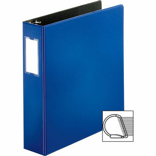 Business Source Slanted D-ring Binders - 2" Binder Capacity - 3 x D-Ring Fastener(s) - 2 Internal Pocket(s) - Chipboard, Polypropylene - Blue - PVC-free, Non-stick, Spine Label, Gap-free Ring, Non-glare, Heavy Duty, Open and Closed Triggers - 1 Each