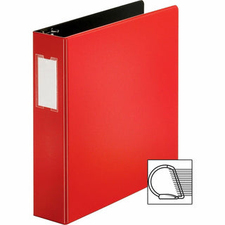 Business Source Slanted D-ring Binders - 2" Binder Capacity - 3 x D-Ring Fastener(s) - 2 Internal Pocket(s) - Chipboard, Polypropylene - Red - PVC-free, Non-stick, Spine Label, Gap-free Ring, Non-glare, Heavy Duty, Open and Closed Triggers - 1 Each