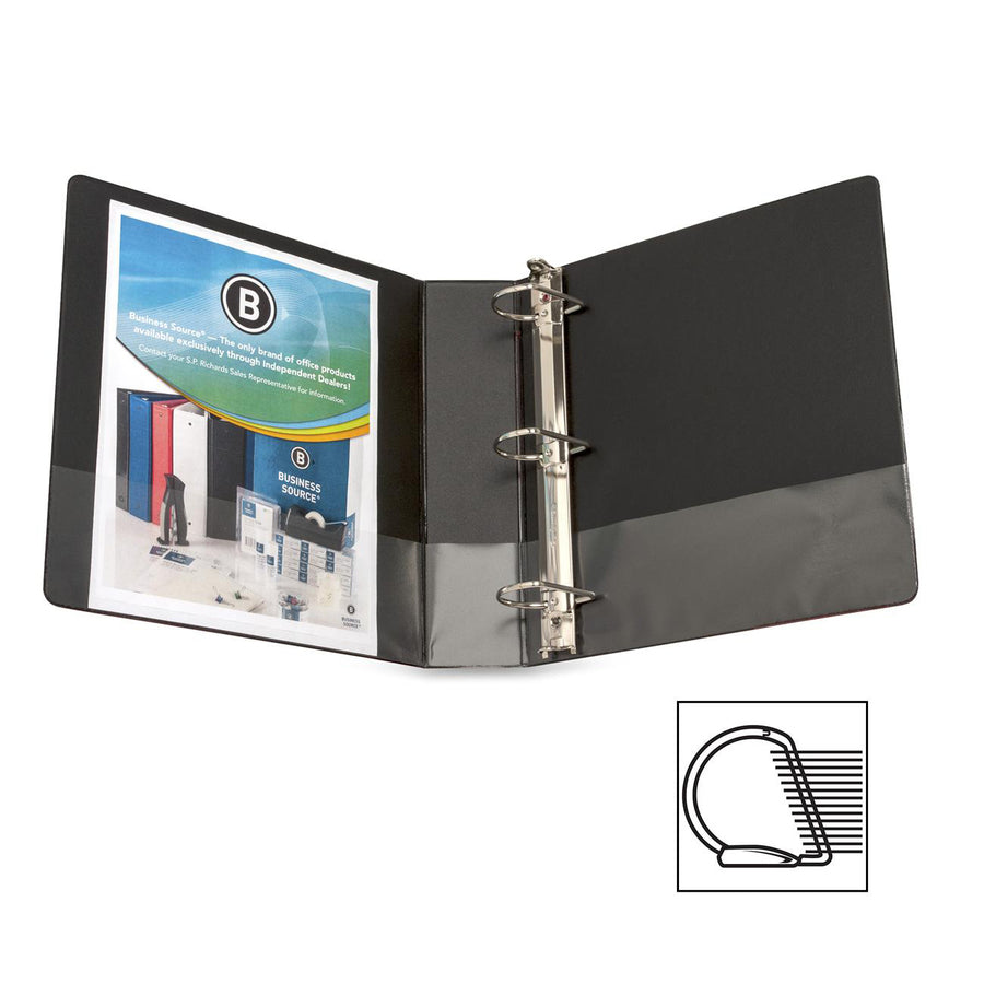 Business Source Slanted D-ring Binders - 2" Binder Capacity - 3 x D-Ring Fastener(s) - 2 Internal Pocket(s) - Chipboard, Polypropylene - Red - PVC-free, Non-stick, Spine Label, Gap-free Ring, Non-glare, Heavy Duty, Open and Closed Triggers - 1 Each - 