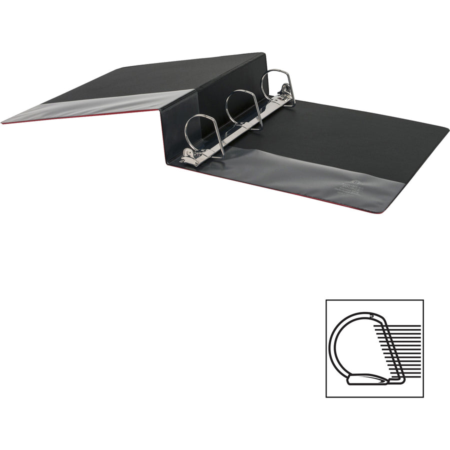Business Source Slanted D-ring Binders - 2" Binder Capacity - 3 x D-Ring Fastener(s) - 2 Internal Pocket(s) - Chipboard, Polypropylene - Red - PVC-free, Non-stick, Spine Label, Gap-free Ring, Non-glare, Heavy Duty, Open and Closed Triggers - 1 Each