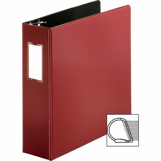 Business Source Slanted D-ring Binders - 3" Binder Capacity - 3 x D-Ring Fastener(s) - 2 Internal Pocket(s) - Chipboard, Polypropylene - Burgundy - PVC-free, Non-stick, Spine Label, Gap-free Ring, Non-glare, Heavy Duty, Open and Closed Triggers - 1 E