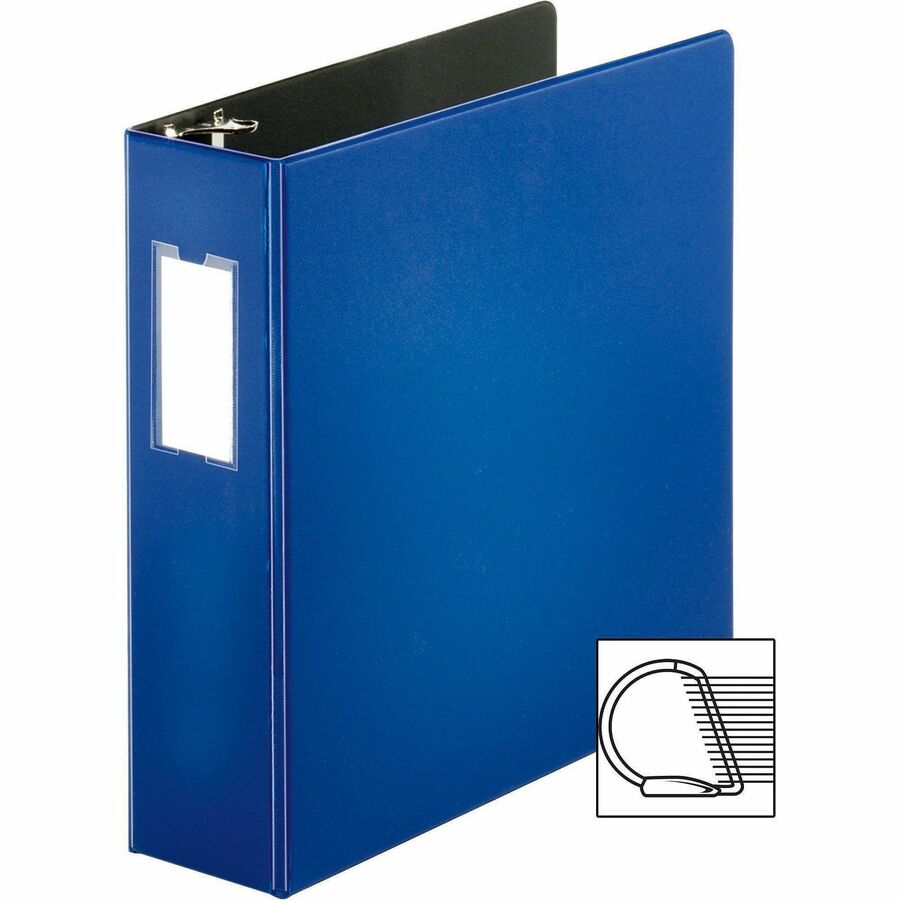 Business Source Slanted D-ring Binders - 3" Binder Capacity - 3 x D-Ring Fastener(s) - 2 Internal Pocket(s) - Chipboard, Polypropylene - Blue - PVC-free, Non-stick, Spine Label, Gap-free Ring, Non-glare, Heavy Duty, Open and Closed Triggers - 1 Each