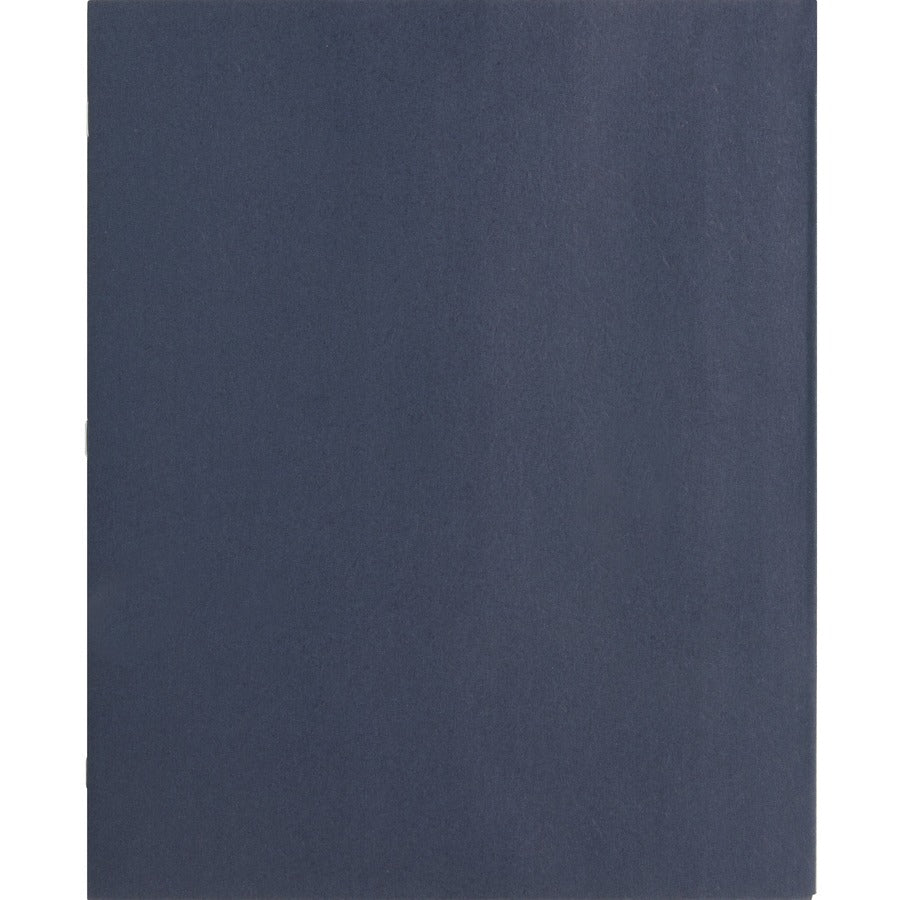 Business Source Letter Recycled Pocket Folder - 8 1/2" x 11" - 100 Sheet Capacity - 3 x Prong Fastener(s) - 1/2" Fastener Capacity - 2 Inside Front & Back Pocket(s) - Leatherette - Dark Blue - 35% Recycled - 25 / Box