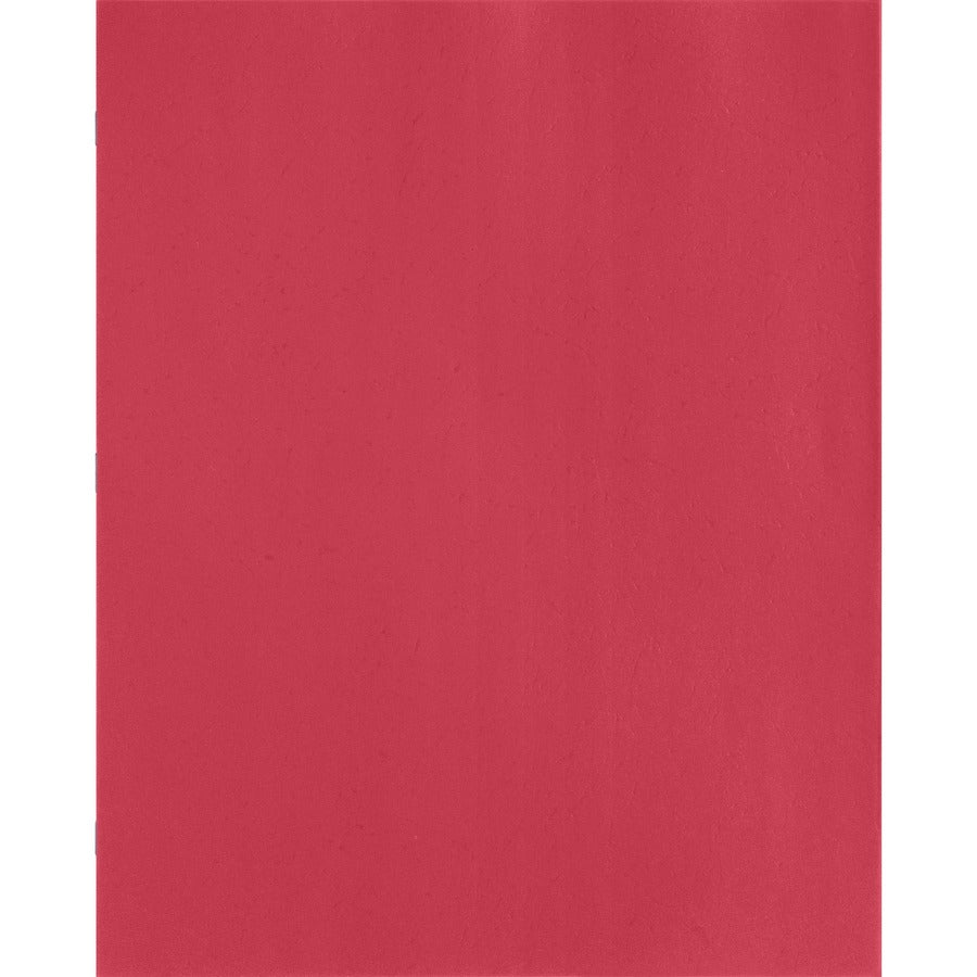 Business Source Letter Recycled Pocket Folder - 8 1/2" x 11" - 100 Sheet Capacity - 3 x Prong Fastener(s) - 1/2" Fastener Capacity - 2 Inside Front & Back Pocket(s) - Leatherette - Red - 35% Recycled - 25 / Box