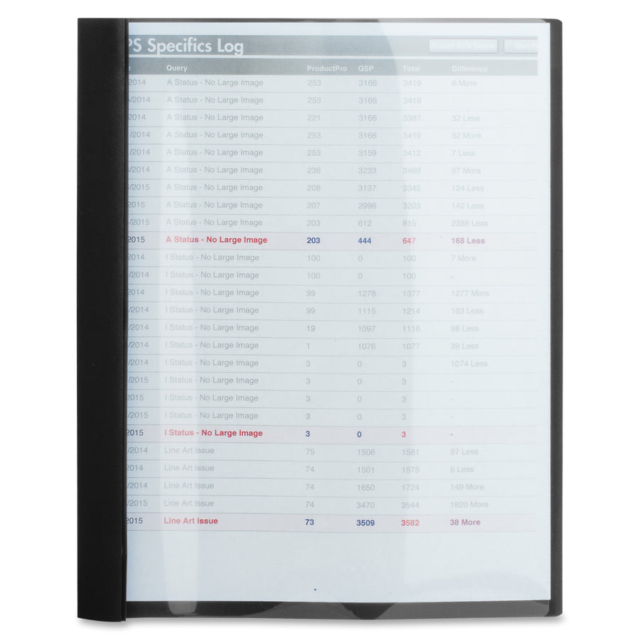 Business Source Letter Report Cover - 1/2" Folder Capacity - 8 1/2" x 11" - 100 Sheet Capacity - 3 x Prong Fastener(s) - Black - 25 / Box