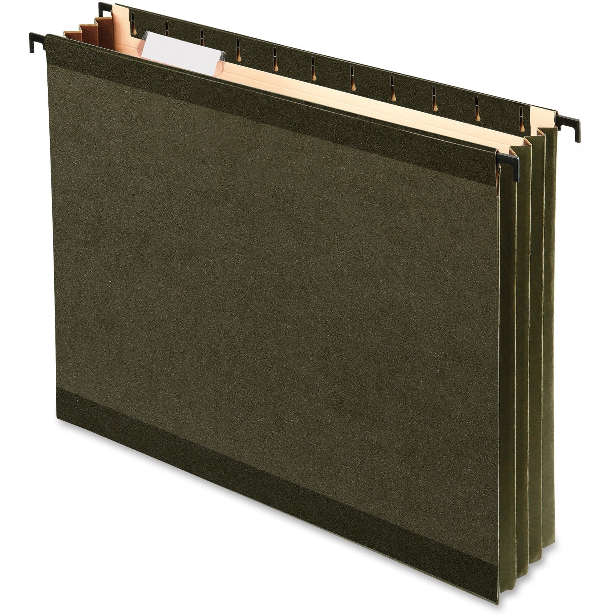 SureHook Hanging Pocket File, Letter Size, 1/5-Cut Tabs, Standard Green, 4/Pack
