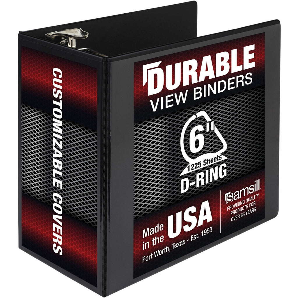 Nonstick D-Ring View Binder, 3 Rings, 6" Capacity, 11 x 8.5, Black