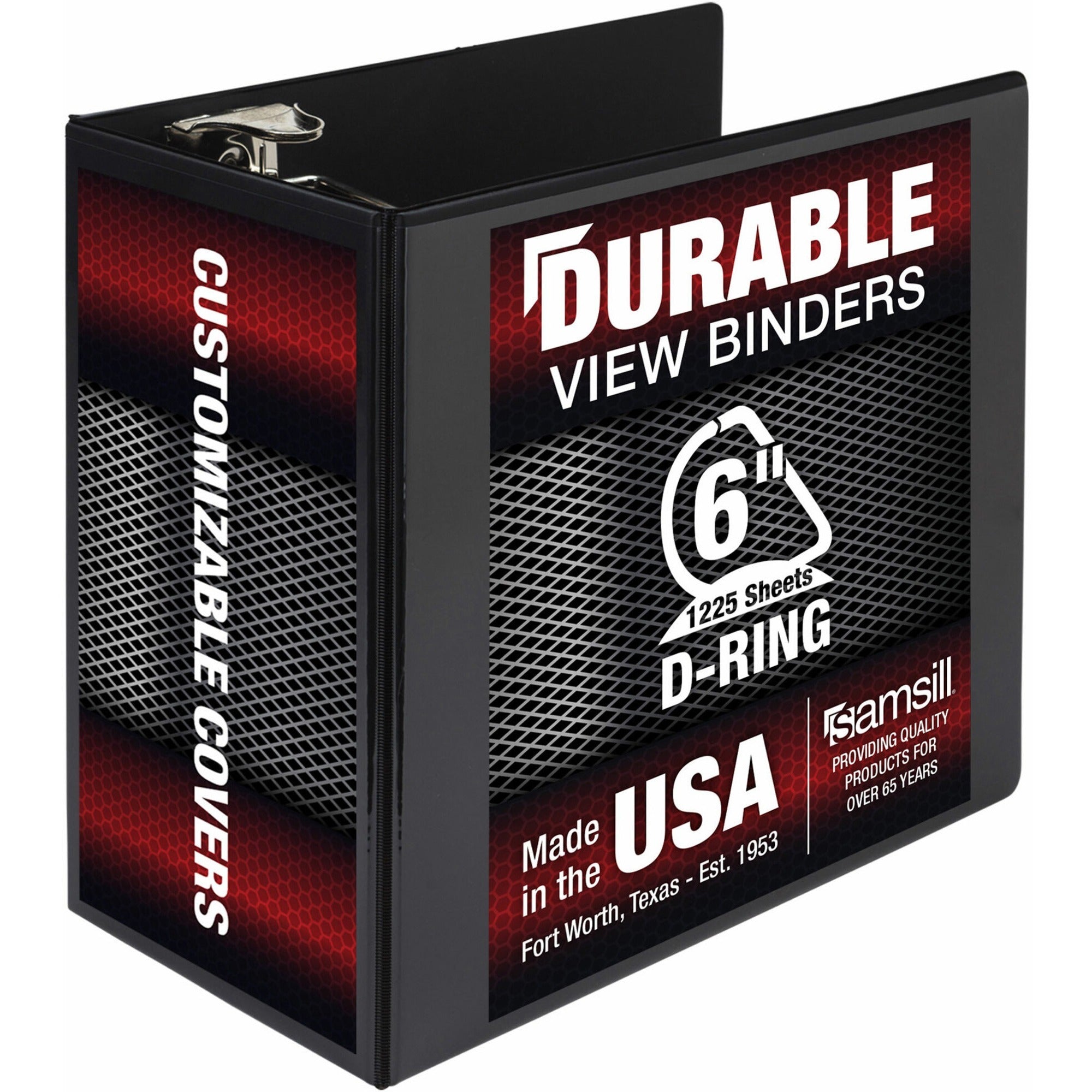 Nonstick D-Ring View Binder, 3 Rings, 6" Capacity, 11 x 8.5, Black