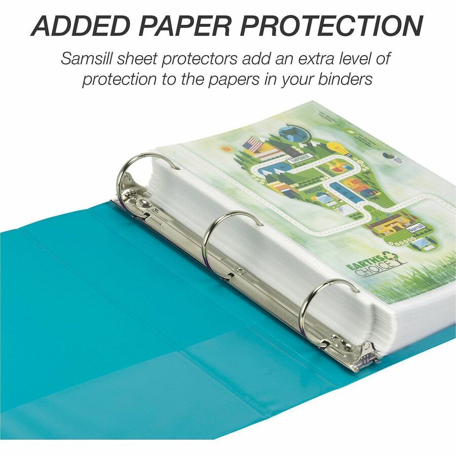 Earths Choice Plant-Based Durable Fashion View Binder, 3 Rings, 2" Capacity, 11 x 8.5, Turquoise, 2/Pack