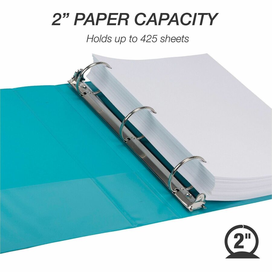 Earths Choice Plant-Based Durable Fashion View Binder, 3 Rings, 2" Capacity, 11 x 8.5, Turquoise, 2/Pack