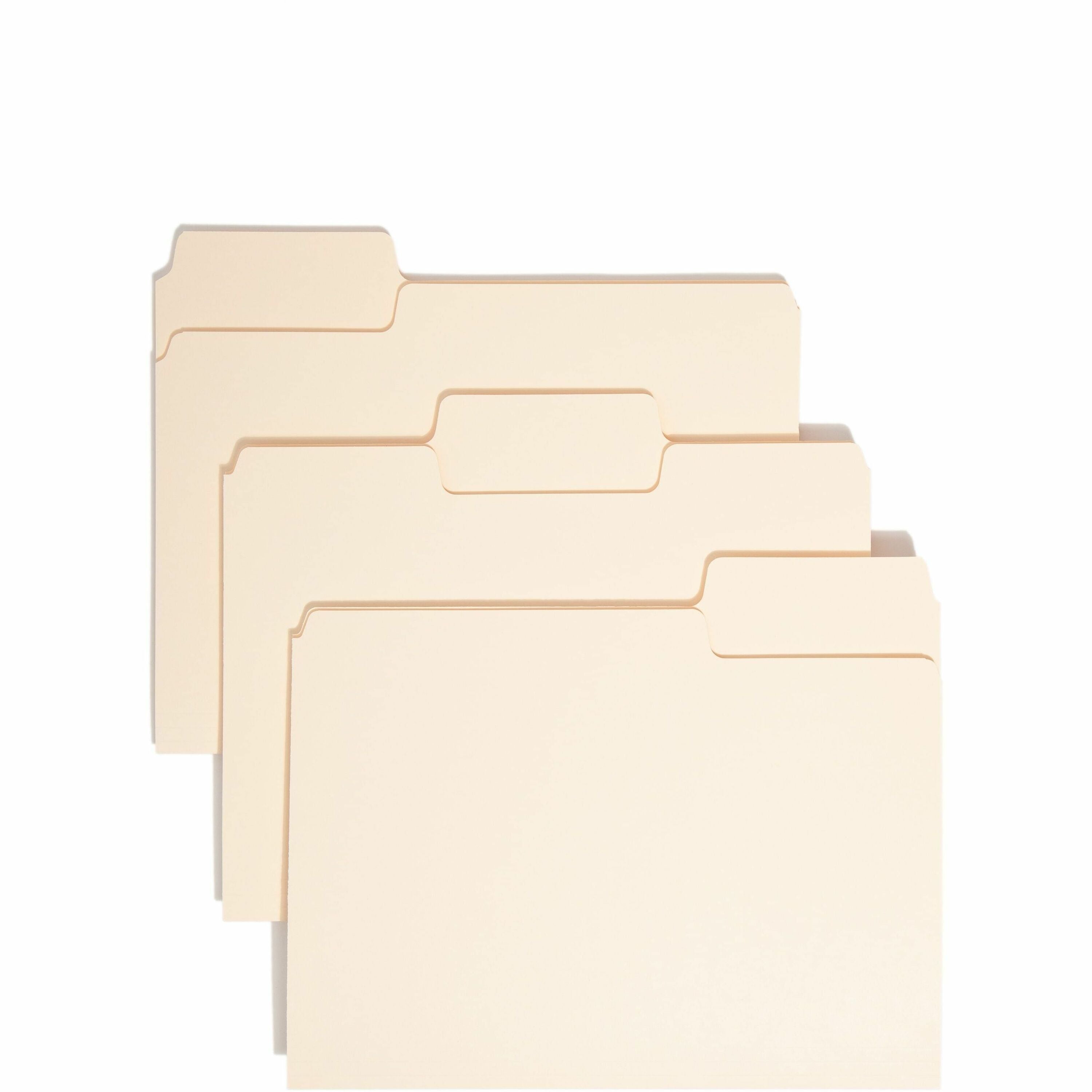 SuperTab Top Tab File Folders, 1/3-Cut Tabs: Assorted, Letter Size, 0.75" Expansion, 14-pt Manila, 50/Box