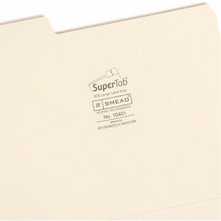 SuperTab Top Tab File Folders, 1/3-Cut Tabs: Assorted, Letter Size, 0.75" Expansion, 14-pt Manila, 50/Box