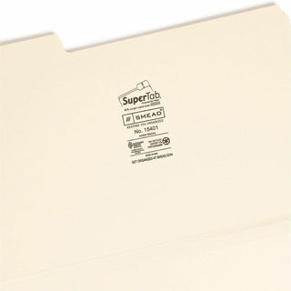 SuperTab Top Tab File Folders, 1/3-Cut Tabs: Assorted, Legal Size, 0.75" Expansion, 14-pt Manila, 50/Box